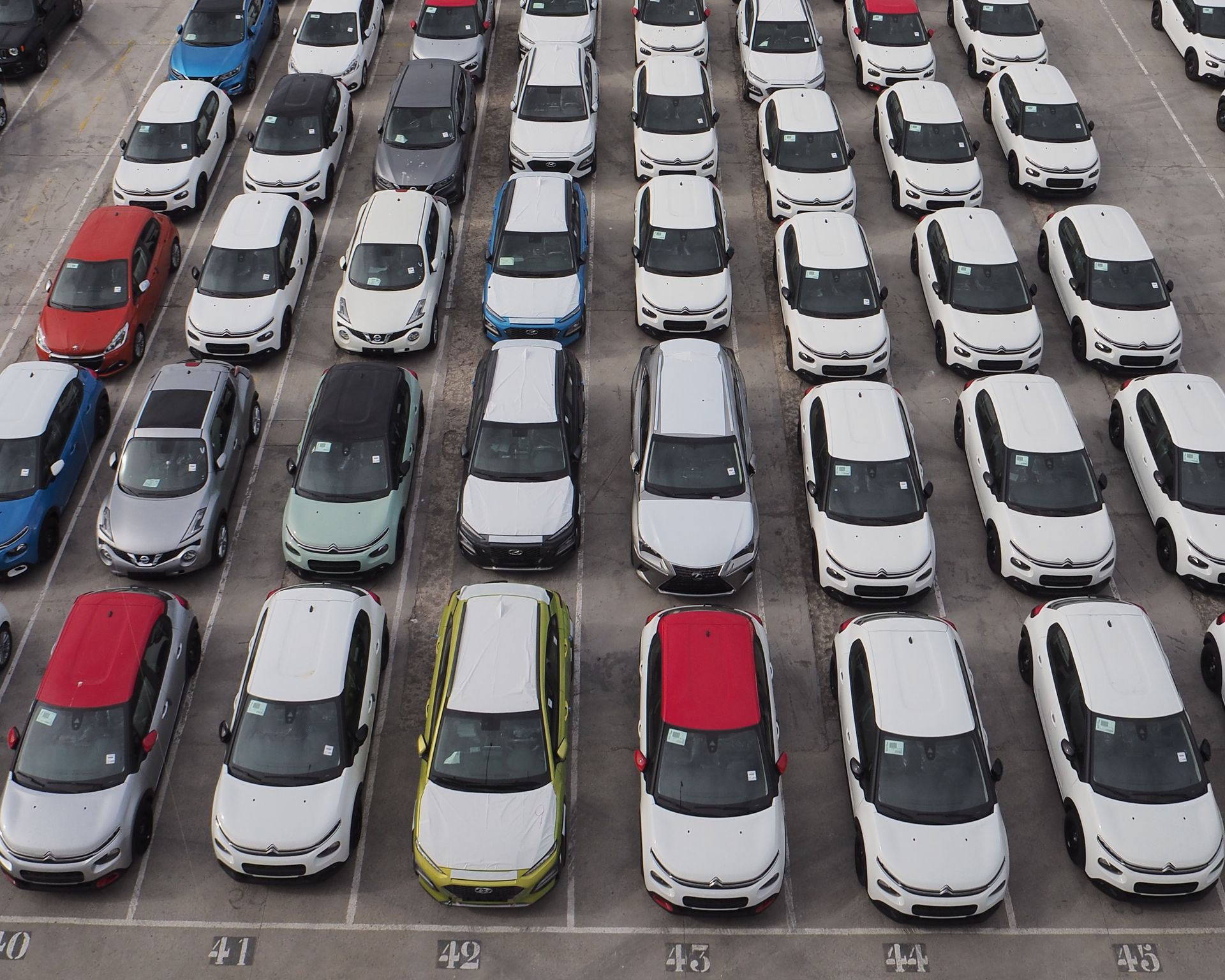 fleet of vehicles on haulage yard 