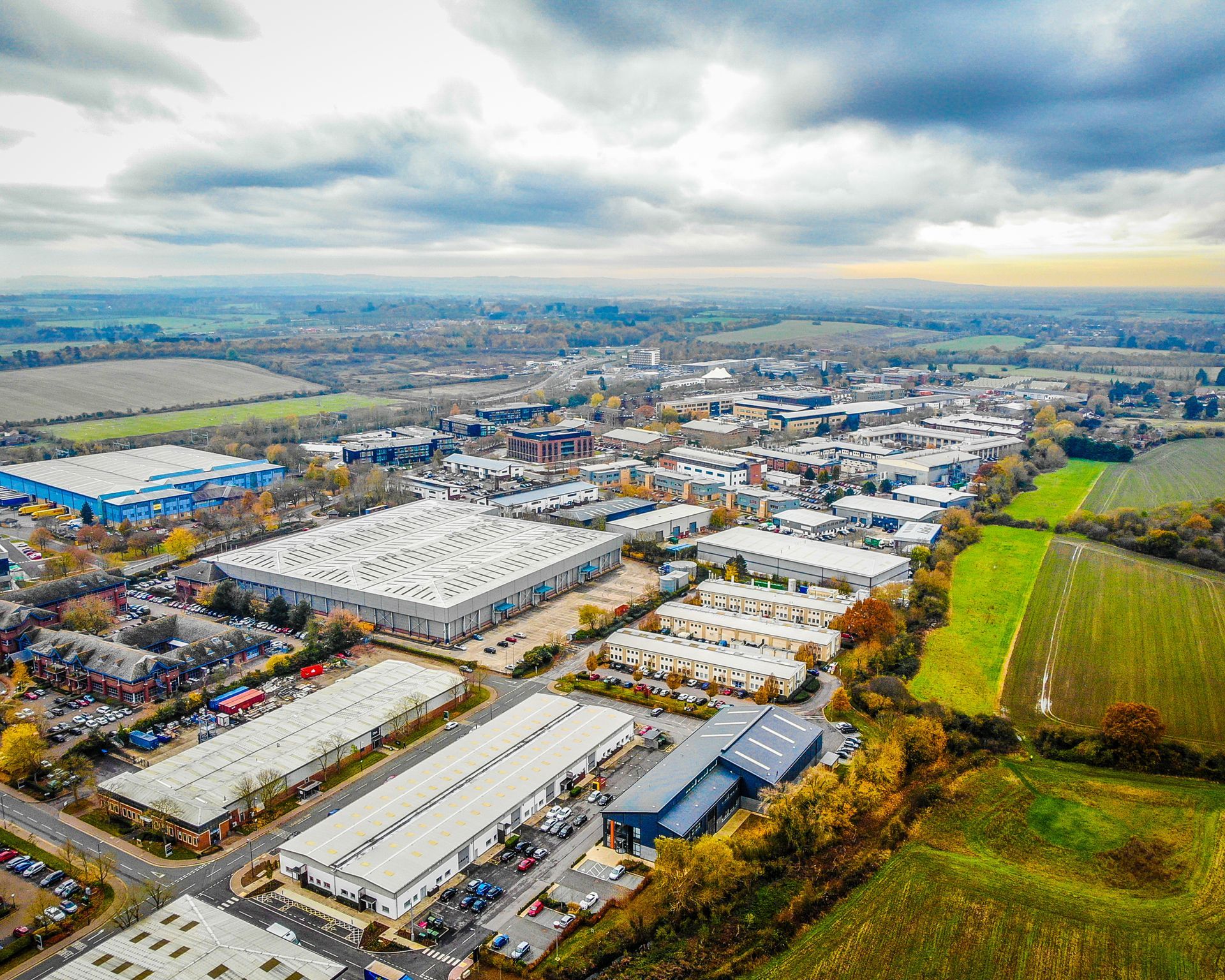 drone shot of Industrial Estate Security 