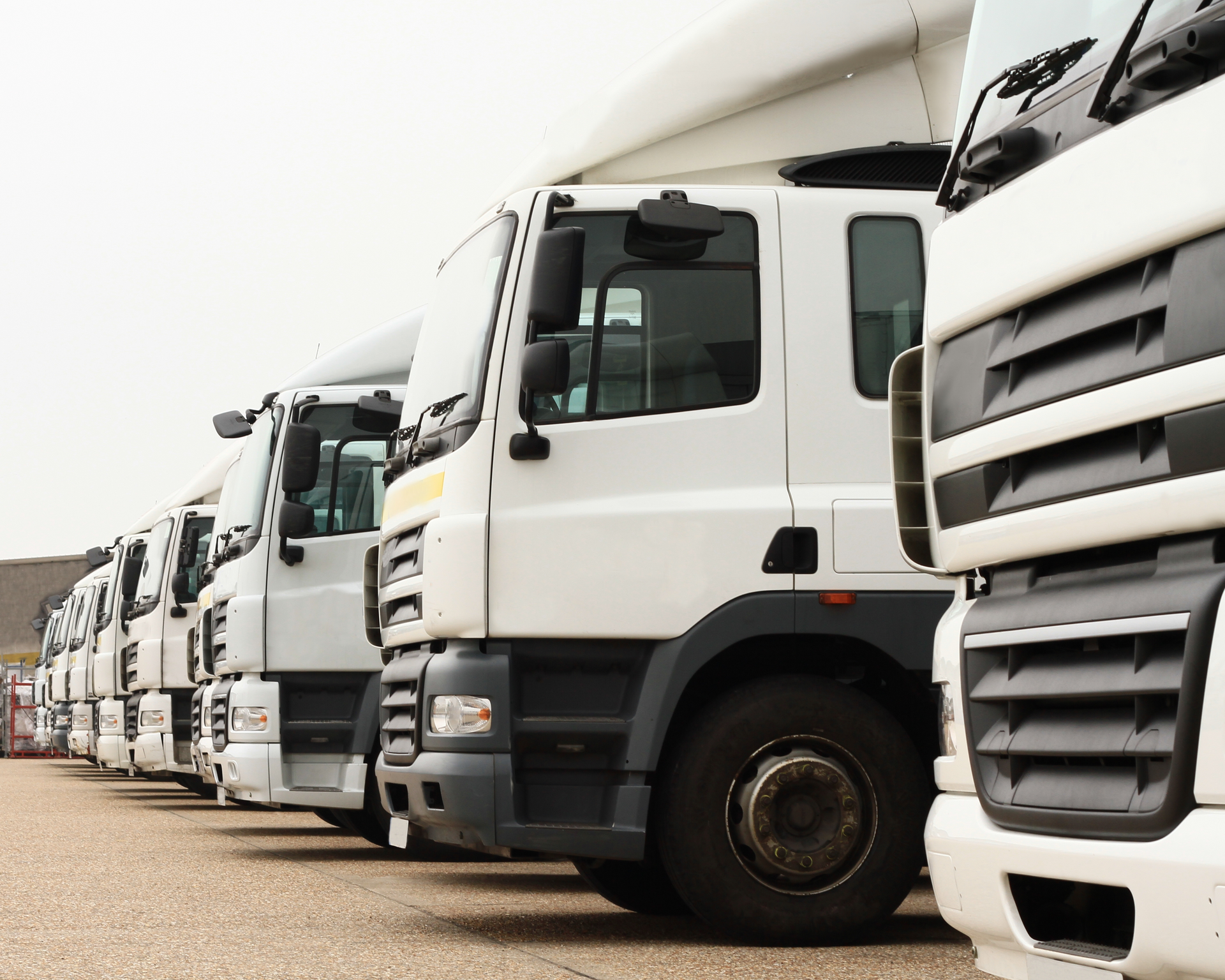 Fleet of trucks on haulage site 