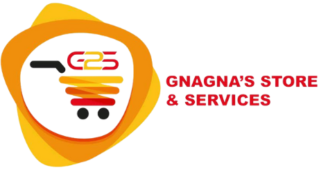 Un logo pour le magasin et les services de gnagna avec un panier d'achat.