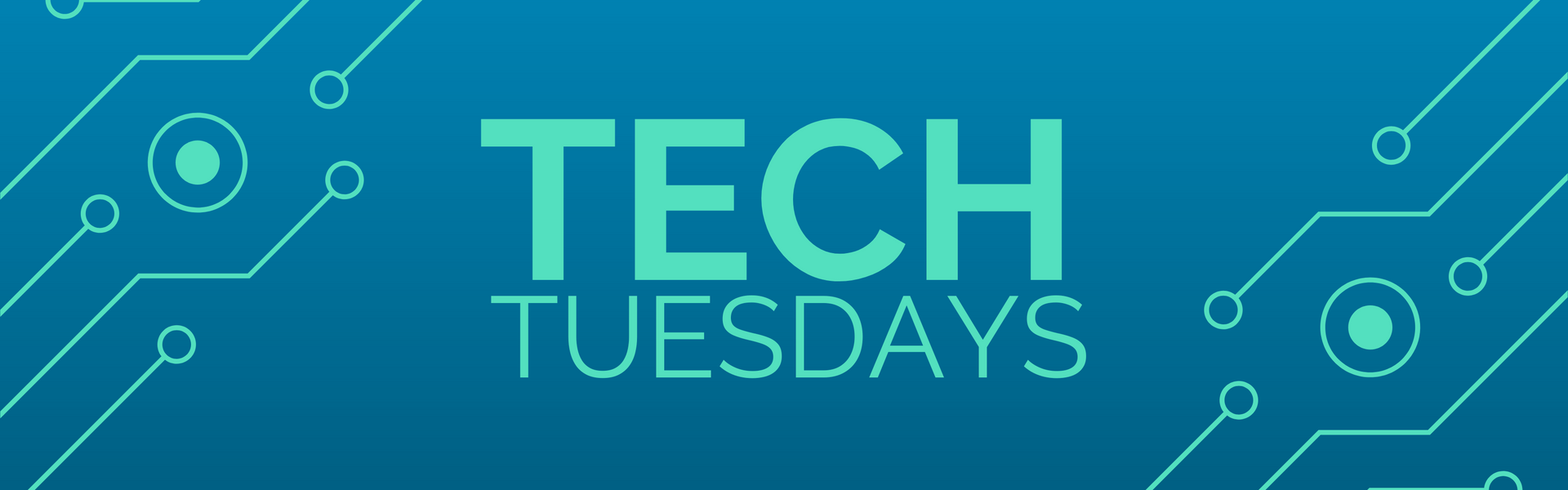 A blue background with the words `` tech tuesdays '' written on it.