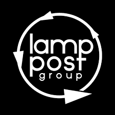The lamp post group logo is white on a black background.