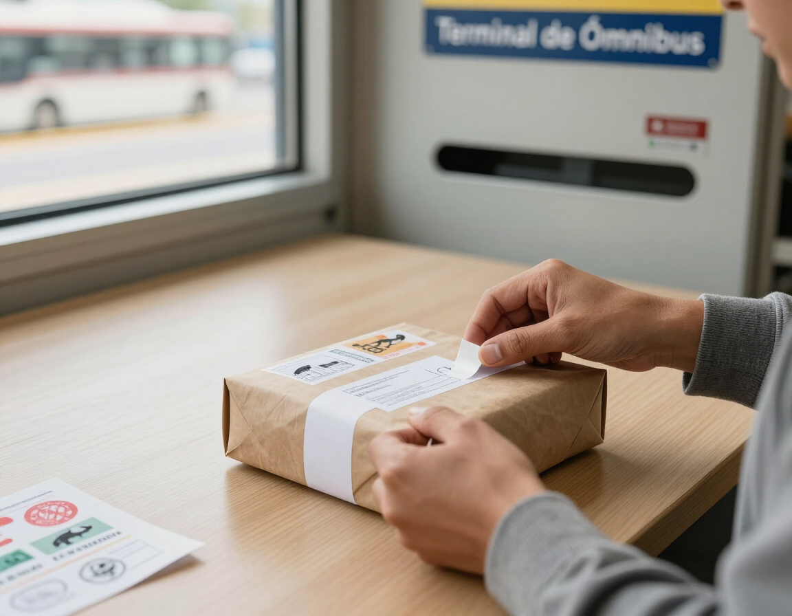 Paquete protegido y etiquetado para transporte interurbano