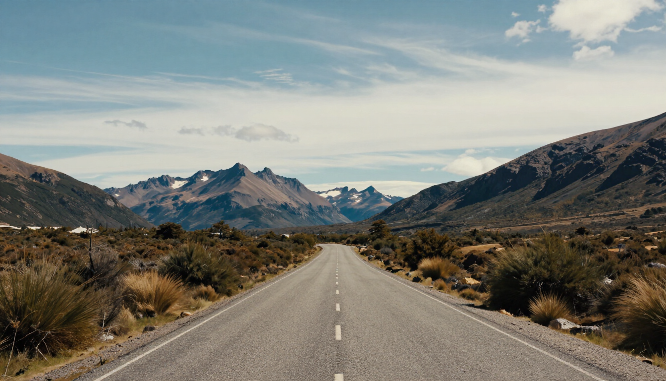 Ruta patagónica entre localidades de Santa Cruz