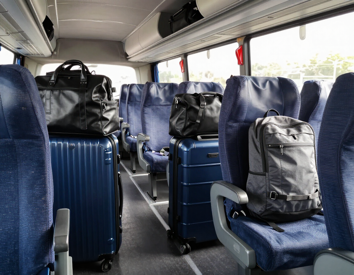 Equipaje organizado para un viaje en colectivo