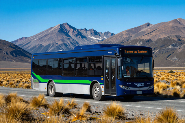 Colectivo de Transportes Sportman en ruta patagónica