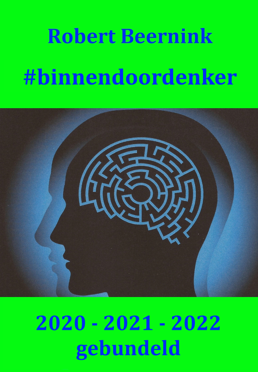 Een diagonaal patroon van blauwe, gele, zwarte en witte strepen vult het hele kader.