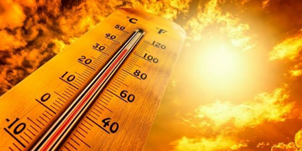 Thermometer in de felle zon.
