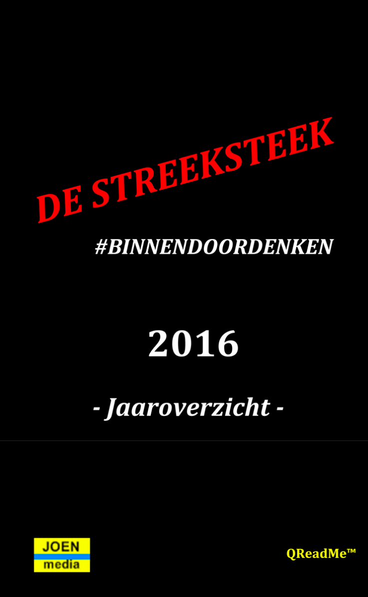 Een abstract diagonaal patroon van groene, rode en witte strepen vult het hele kader.