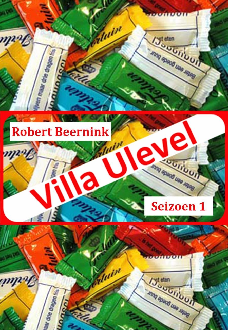 Diagonaal rood, groen en wit gestreept patroon vult het kader.