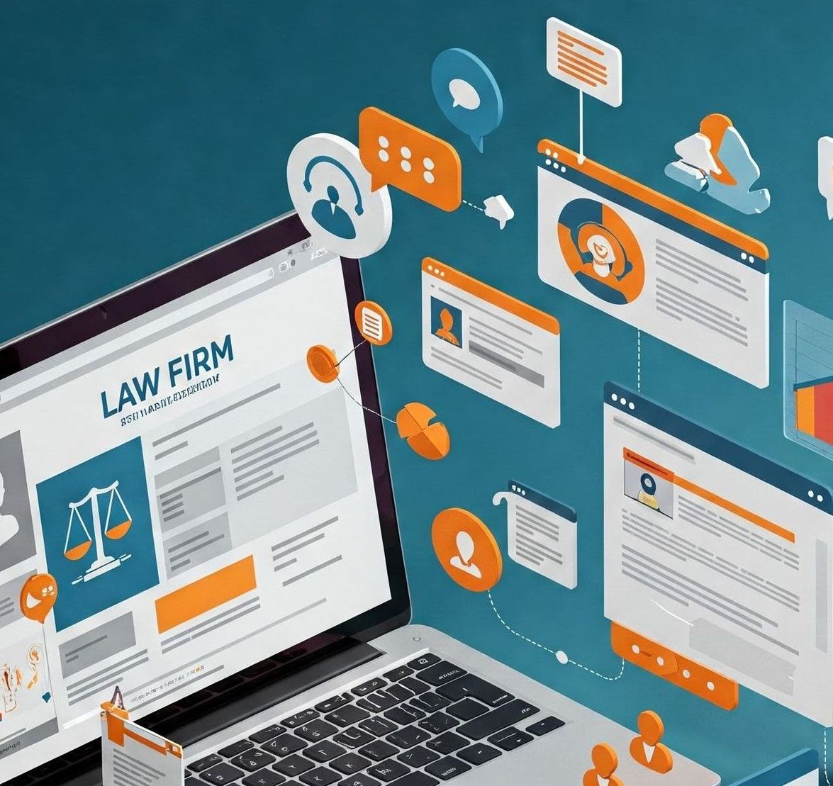 A laptop computer is open to a law firm website.