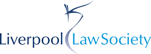 The logo for the liverpool law society is blue