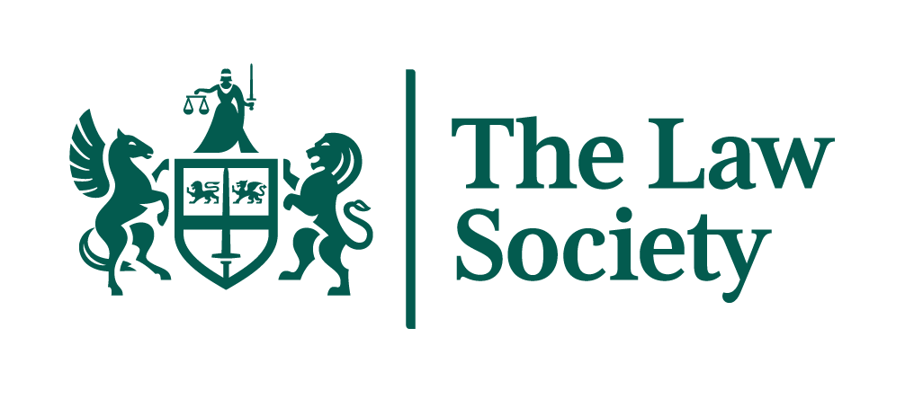 A logo for the law society with a shield and a lion on it.