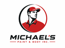 Michaels Paint & Body Inc. logo with a red-and-black mechanic illustration