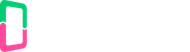 A pink and green logo on a white background.
