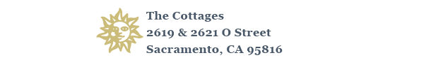 An envelope addressed to the cottages in sacramento