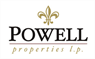 A powell properties logo with a fleur de lis on a white background.