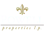 A logo for a company called properties l.p. with a fleur de lis on a white background.
