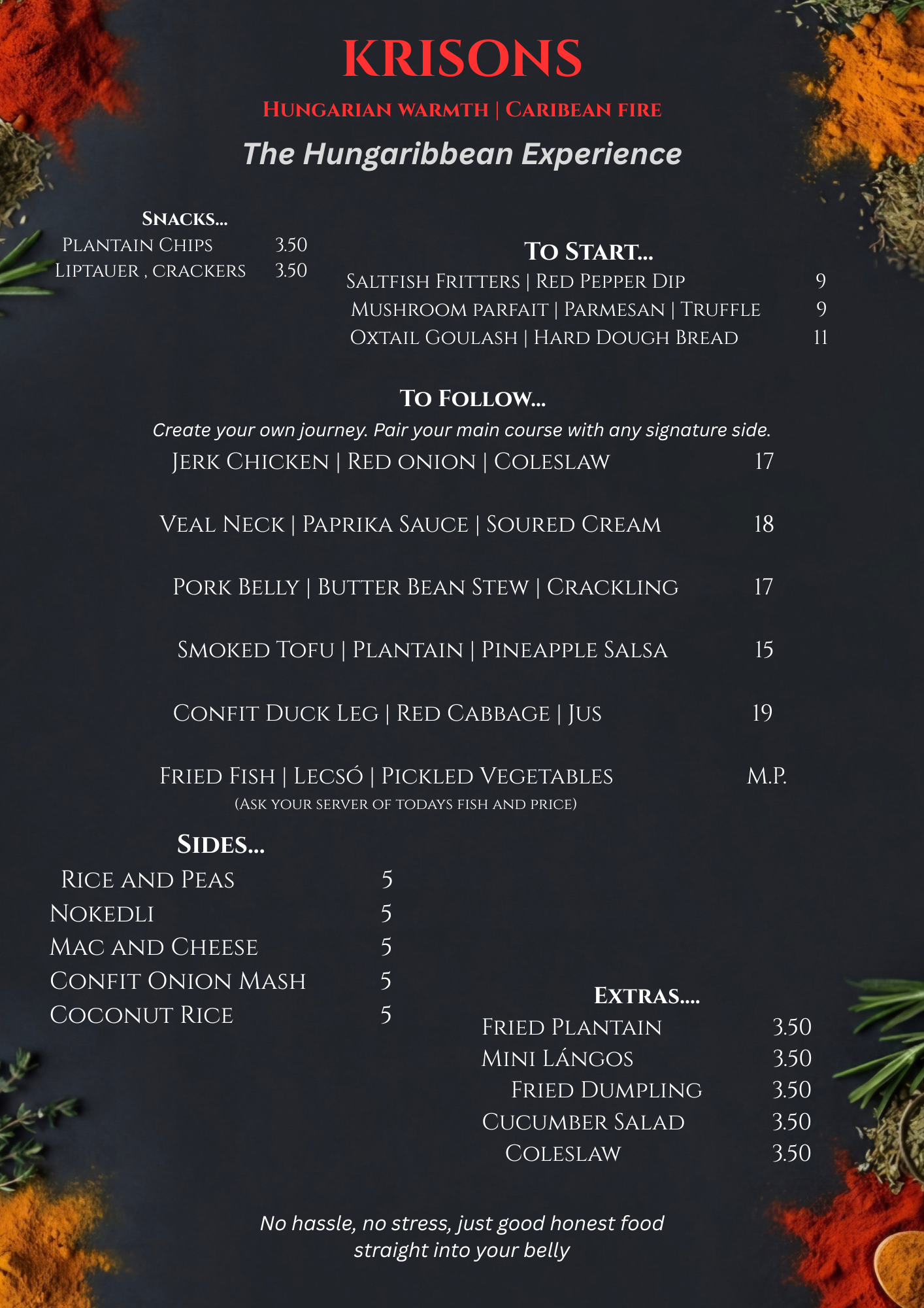 Sample menu