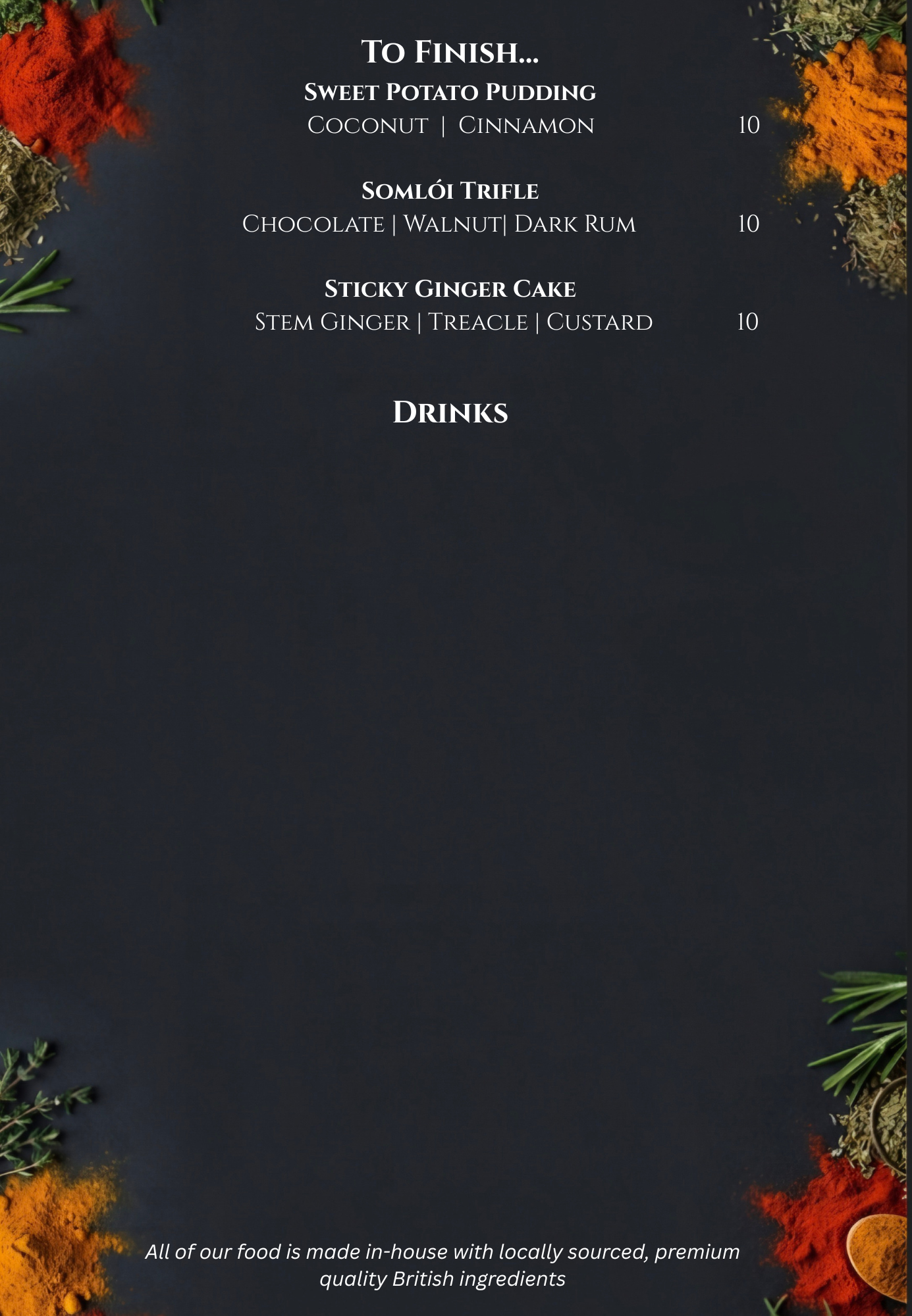 Sample menu