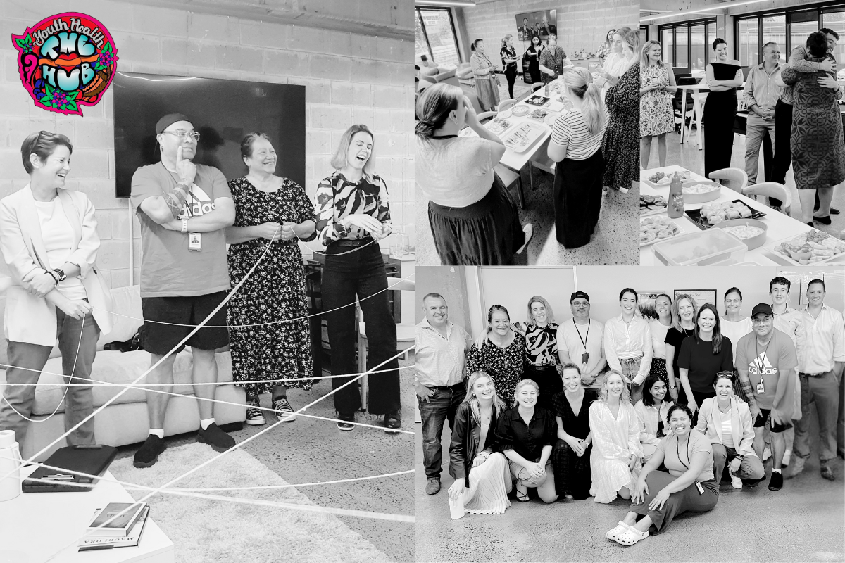 Four black and white images in a collage of Alexander James team members and employees from the Rainbow Shed