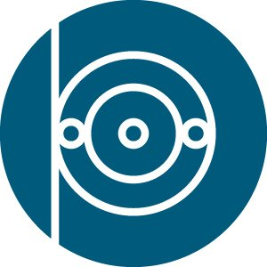 A blue circle with a white circle inside of it.