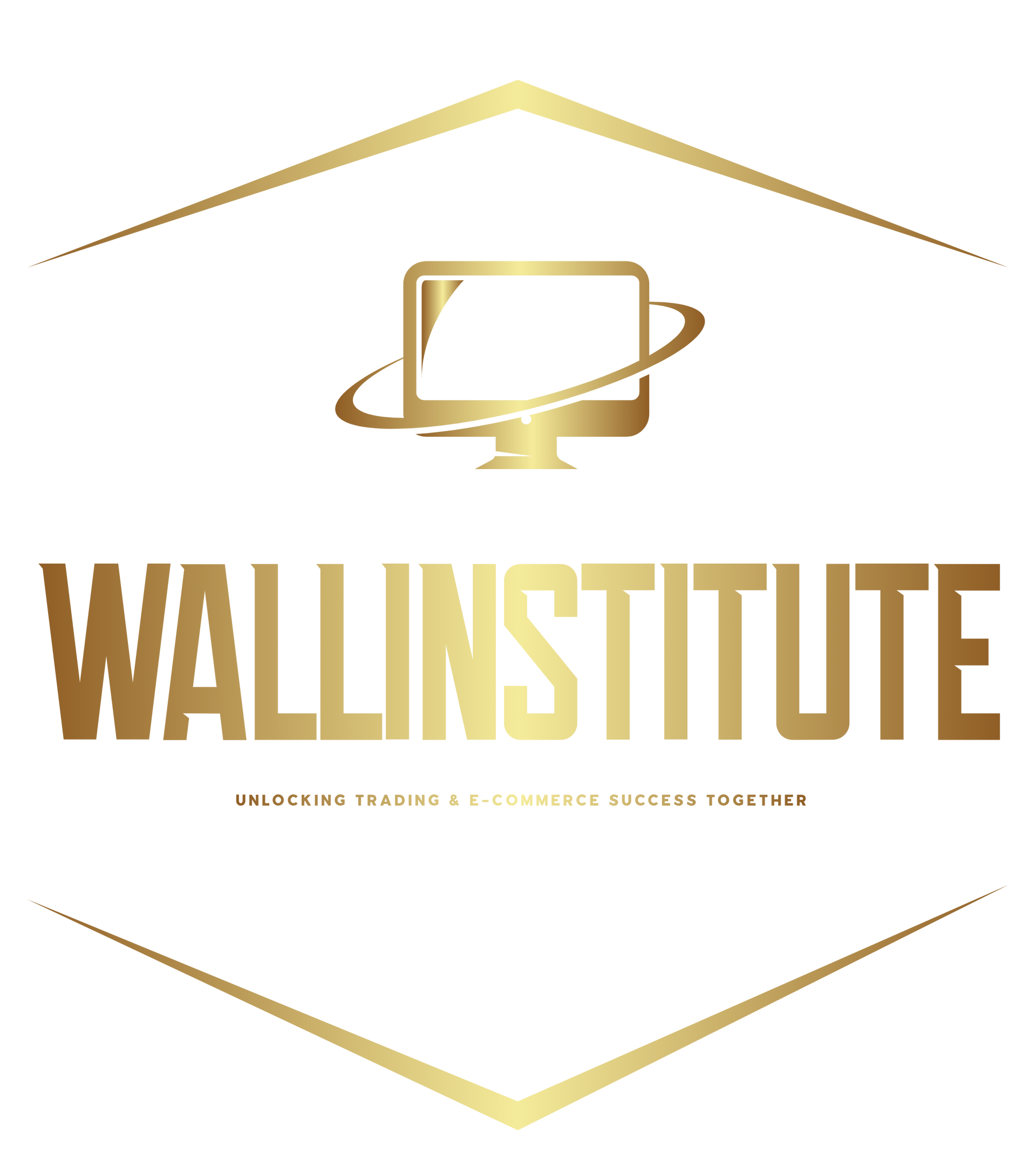 Gold WALLINSTITUTE logo with a computer monitor icon inside a hexagon outline