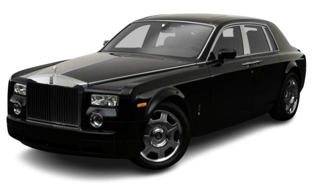 A black rolls royce on a white background