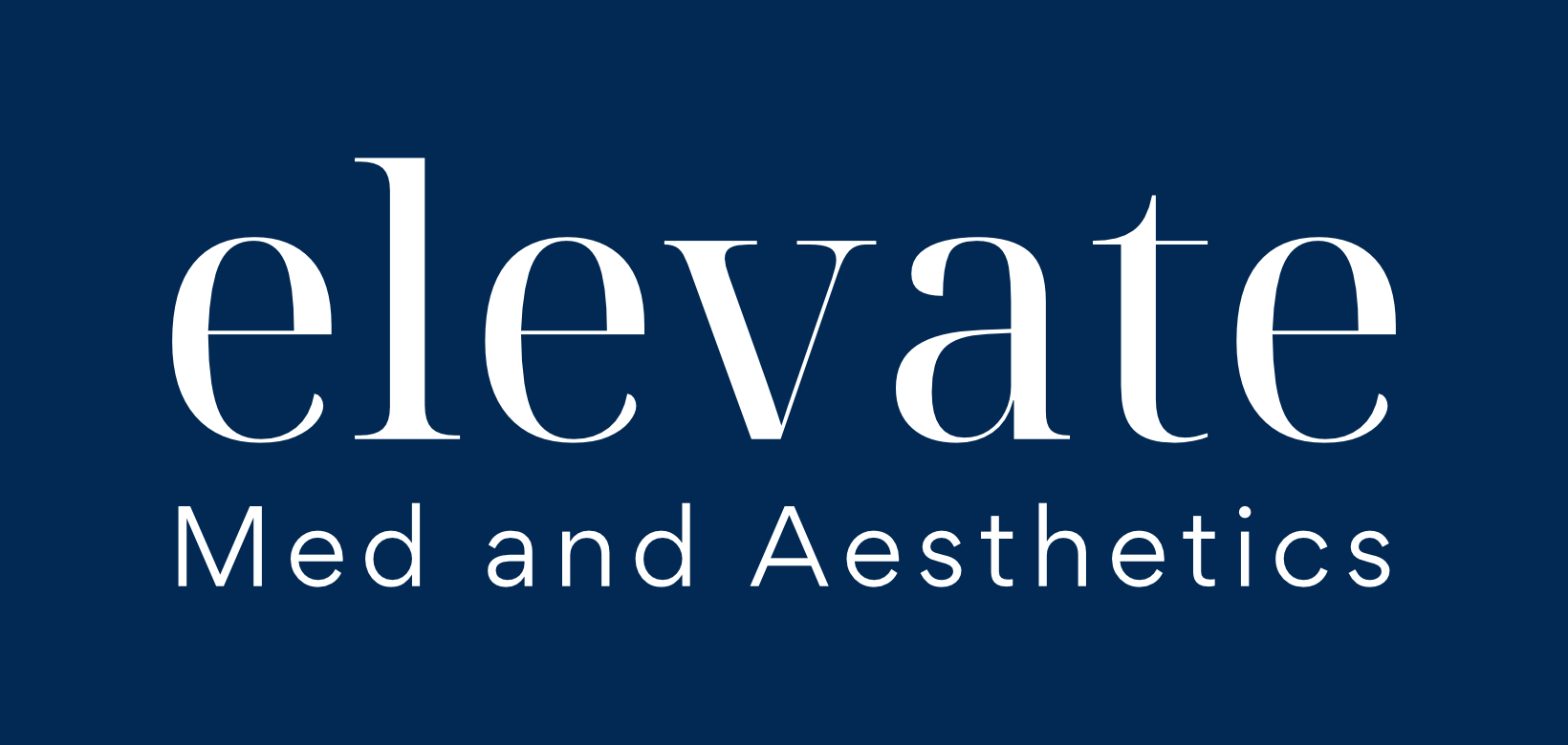 A blue logo for elevate med and aesthetics