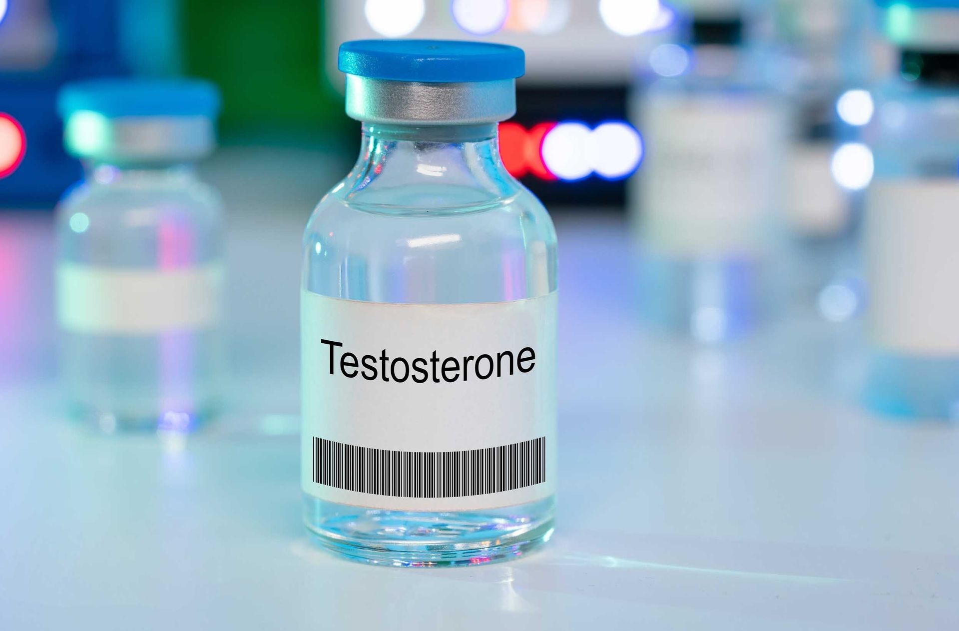 A bottle of testosterone is sitting on a table.