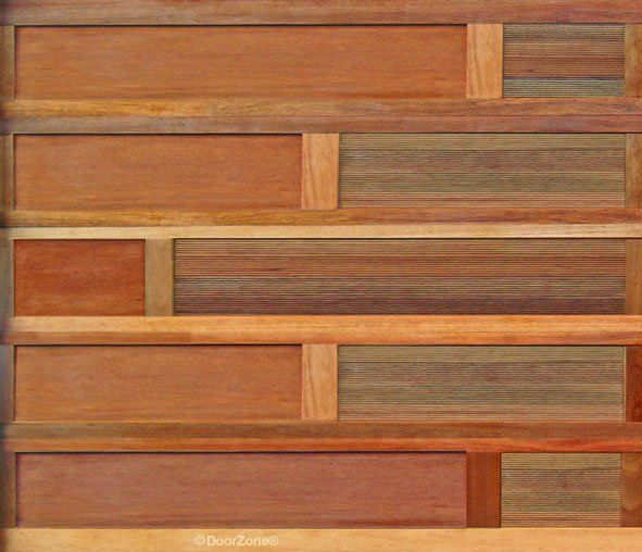 Wooden panel wall with horizontal slats in warm brown and tan tones
