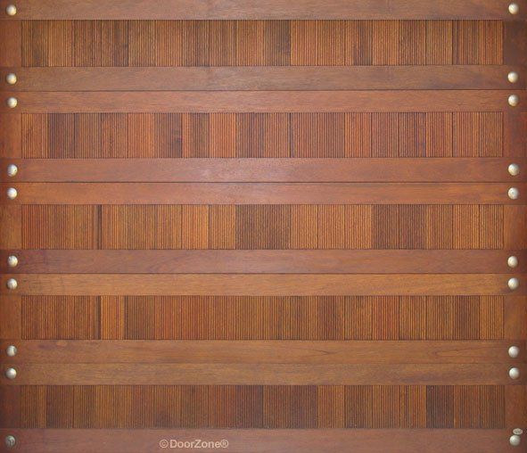 Wooden wall panel with horizontal slats and four rows of circular white pegs on the right