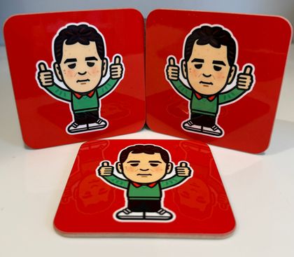 Brian Clough green jumper coasters