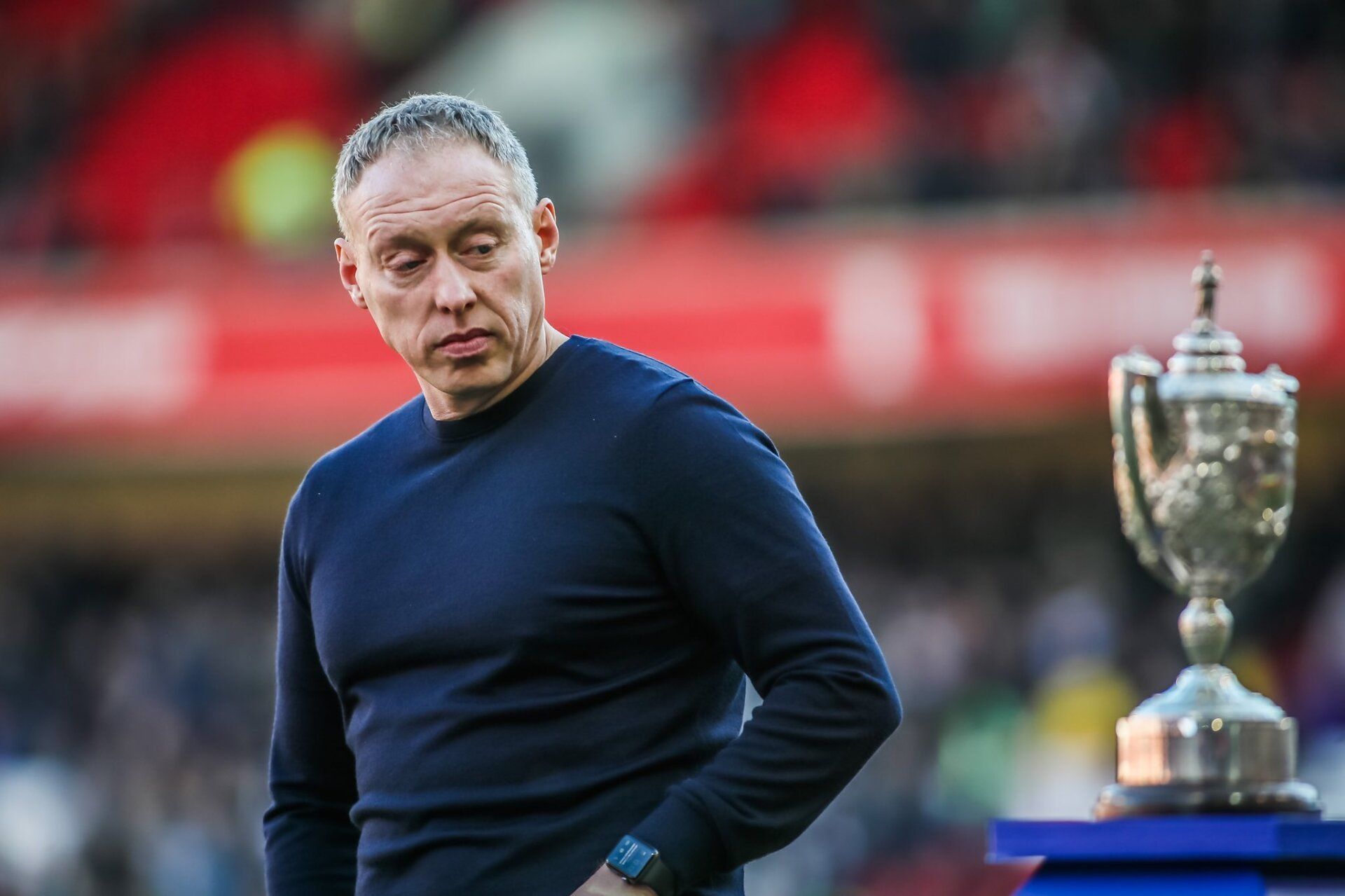 Steve Cooper looks at Brian Clough Trophy