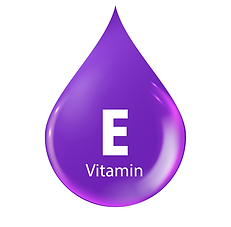 Purple vitamin E droplet icon with a white “E” and the word “Vitamin” inside