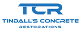 A blue logo with the text "TCR" above "TINDALL'S CONCRETE RESTORATIONS" in a stylized, modern sans-serif font.