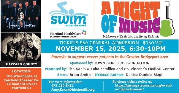 "A Night of Music" to Benefit St. Vincent’s Medical Center’s Swim Across the Sound