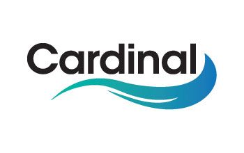 Cardinal logo in black text with a teal-to-blue swoosh underline