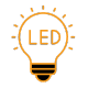 A light bulb with the word led written inside of it.