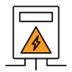 A warning sign with a lightning bolt on it.