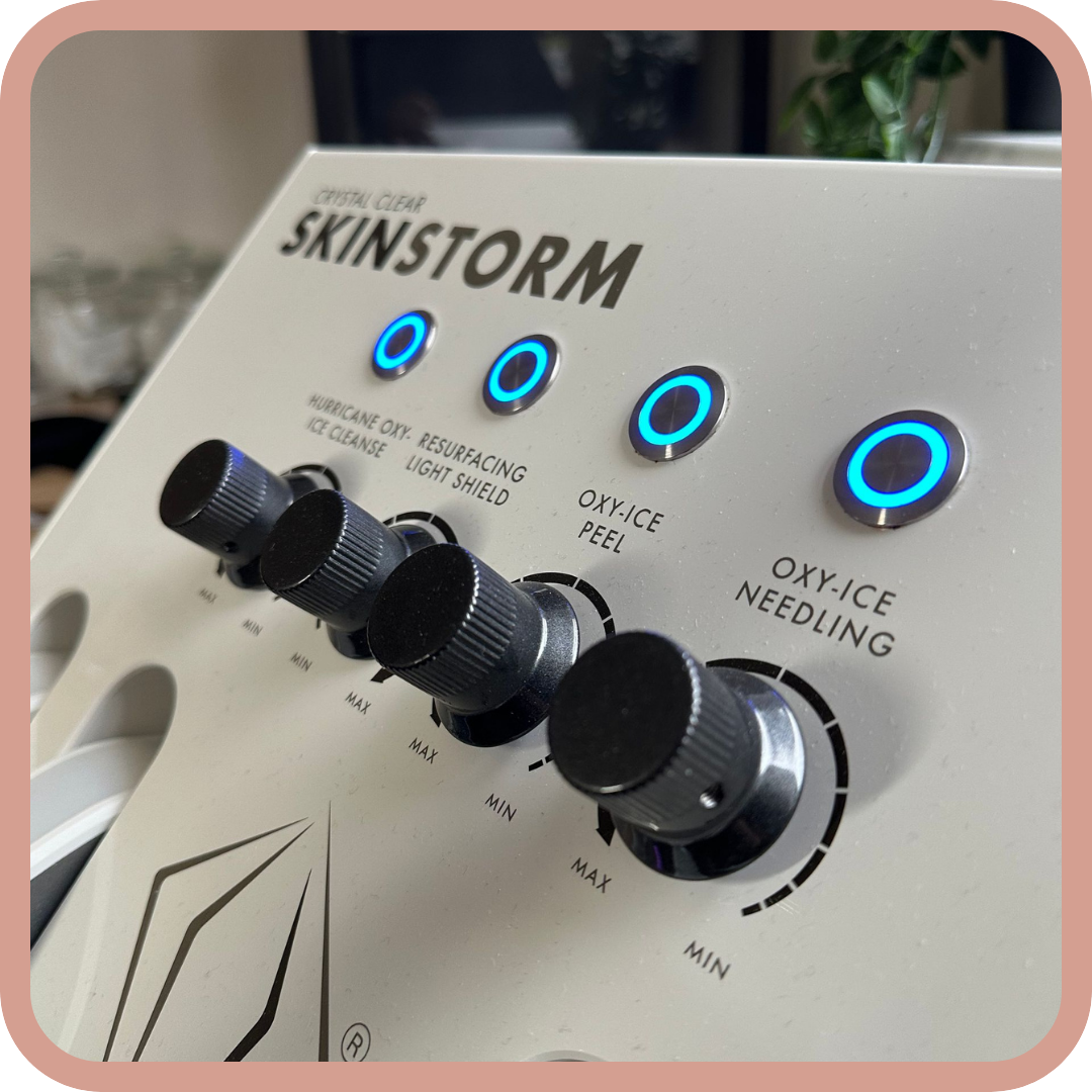 SKINSTORM combines oxygen infusion, cryotherapy and light thera six-step facial. Here's exa
