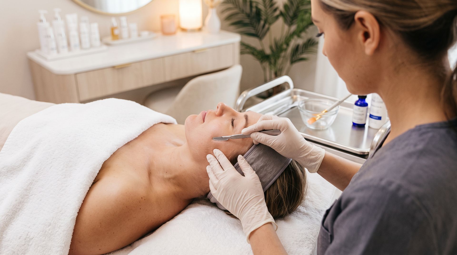 Smooth, glowing skin the day after treatment, showing the results of good dermaplaning aftercare
