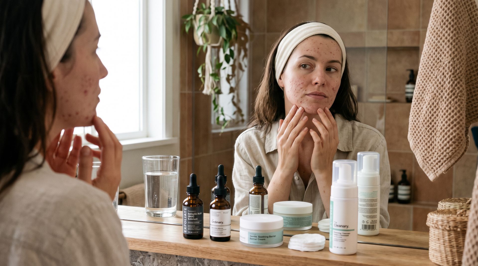 Woman in her thirties looking at clearer skin after treatment for adult acne