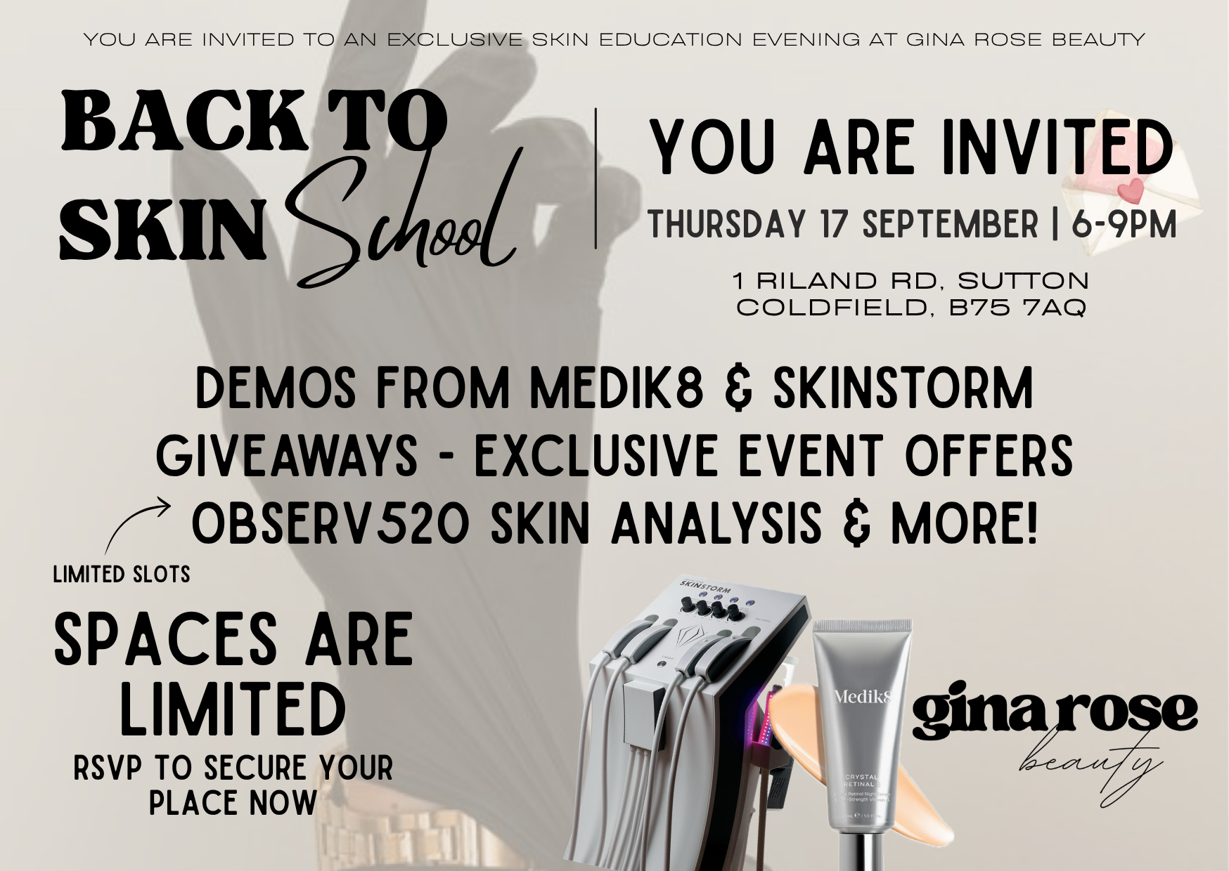 White tag with bold black “FREE” text on a beige skincare promo background