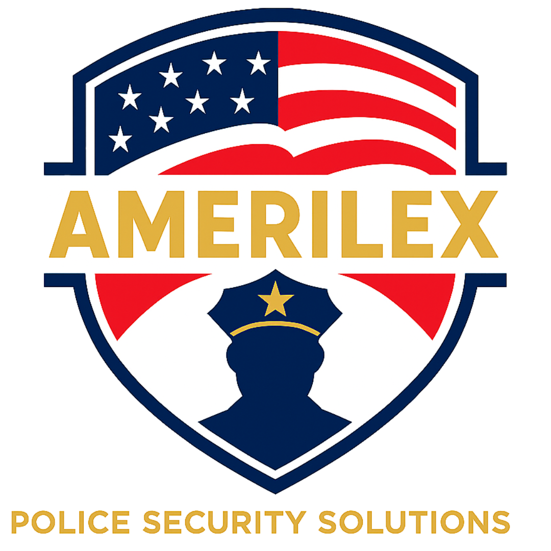 Shield logo with American flag,