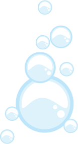 A bunch of soap bubbles are floating in the air on a white background.