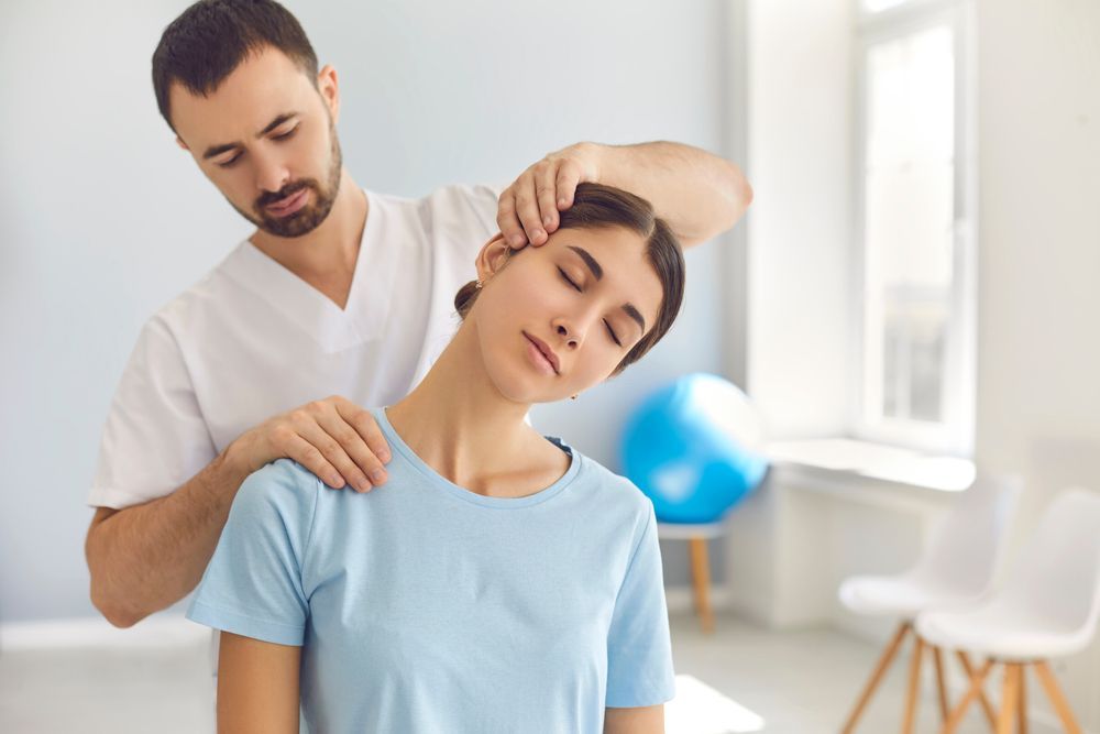 woman doing physical therapy to treat her whiplash