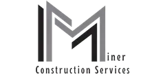 A black and white logo for Miner Construction Services LLC