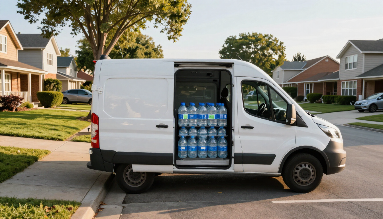 Furgoneta repartidora de agua embotellada