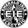 Emerald Isle Electric circular logo in black, silver, and gold with circuit lines and lightning bolts